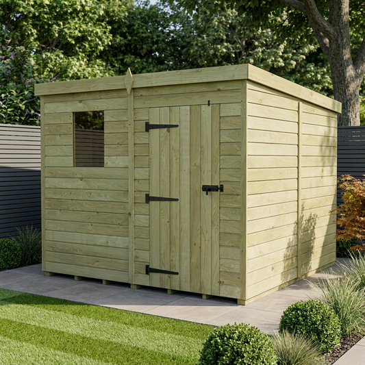 7 x 8 Pent Shed (Single Door, With Windows) - view 2