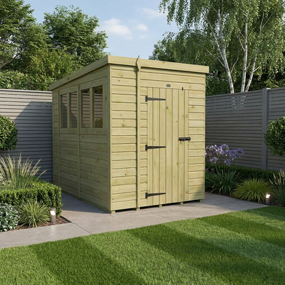 6 x 10 Pent Shed (Single Door, With Windows) - view 2