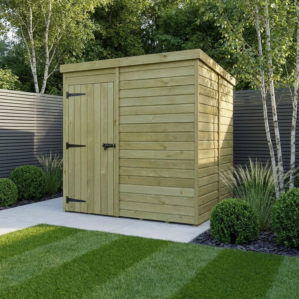 7 x 5 Pent Shed (Single Door, No Windows) - view 2