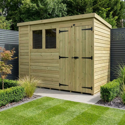 11 x 5 Pent Shed (Double Door, With Windows) - view 2