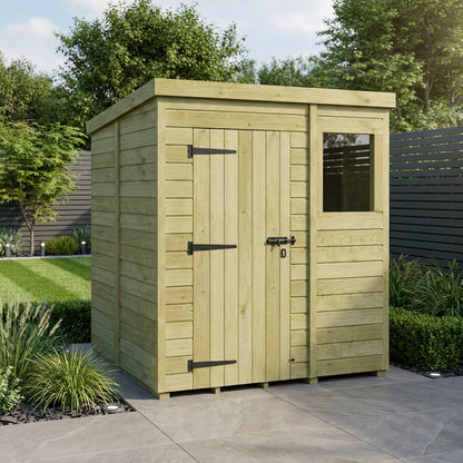 6 x 5 Pent Shed (Single Door, With Windows) - view 2