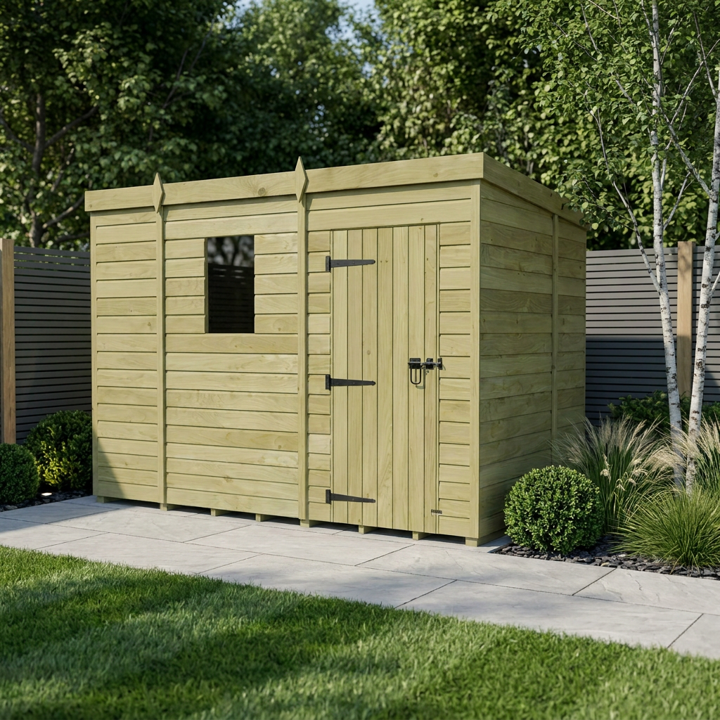 9 x 6 Pent Shed (Single Door, With Windows) - view 2