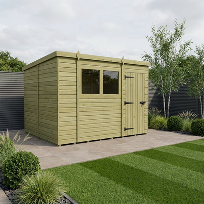 11 x 7 Pent Shed (Single Door, With Windows) - view 2
