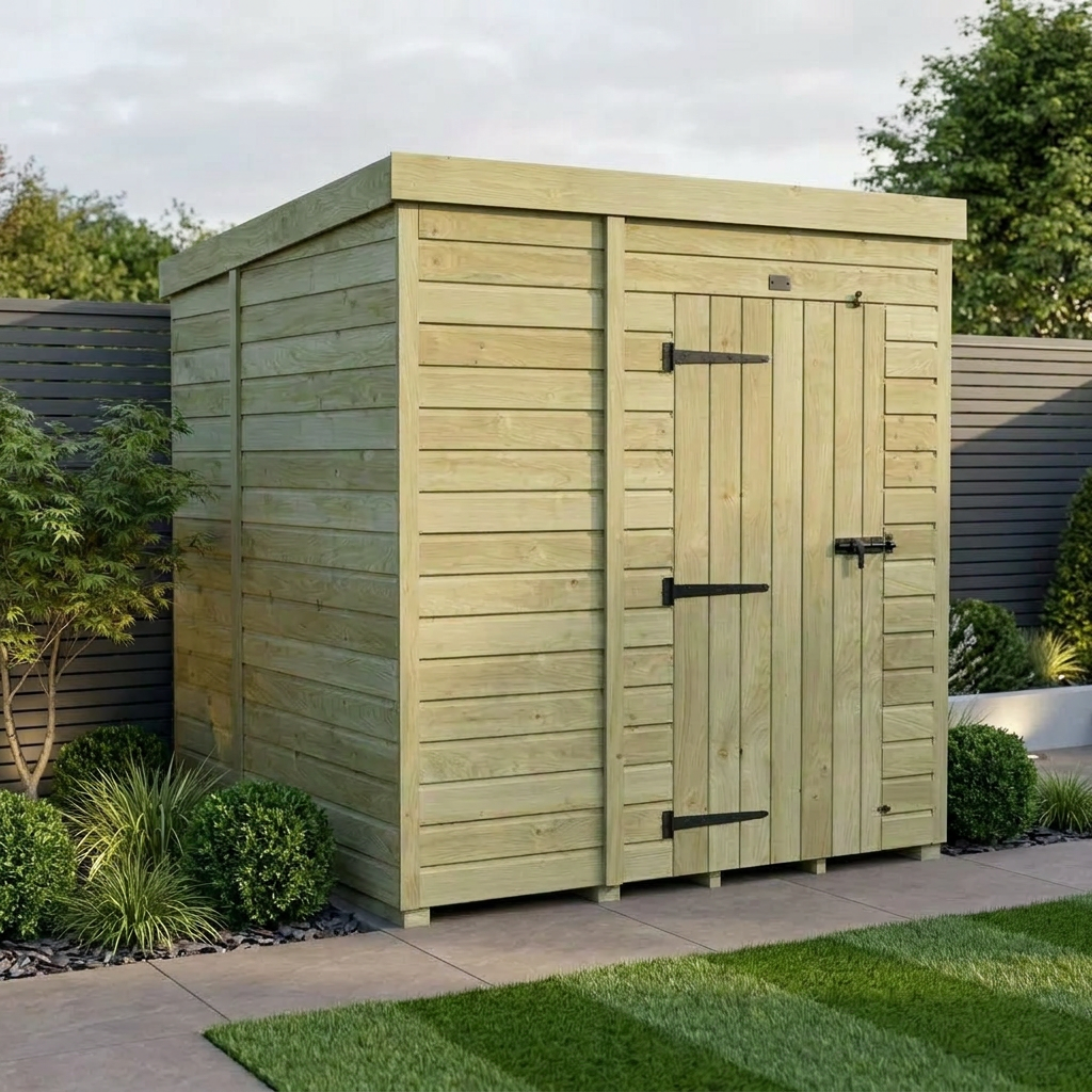 6 x 7 Pent Shed (Single Door, No Windows) - view 2