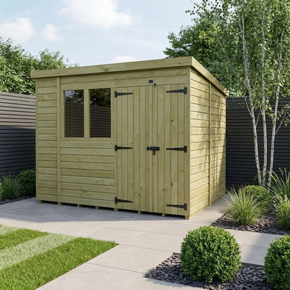 11 x 6 Pent Shed (Double Door, With Windows) - view 2