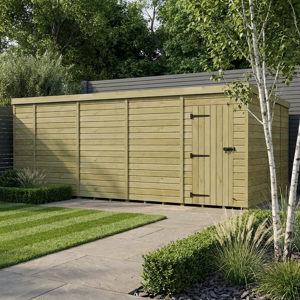18 x 9 Pent Shed (Single Door, No Windows) - Pent Shed
