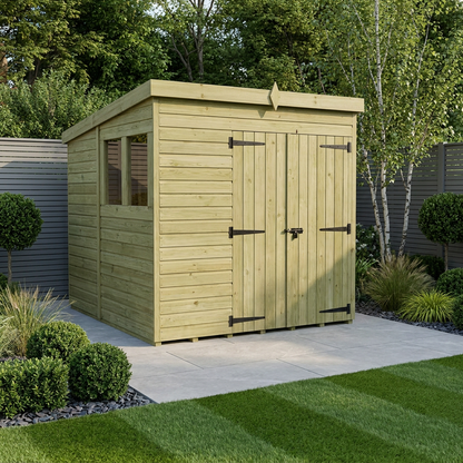 6 x 5 Pent Shed (Double Door, With Windows) - Pent Shed
