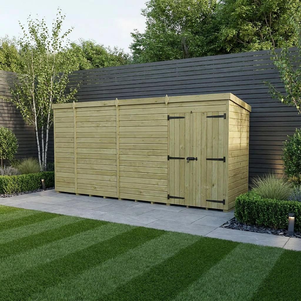 15 x 5 Pent Shed (Double Door, No Windows) - Pent Shed
