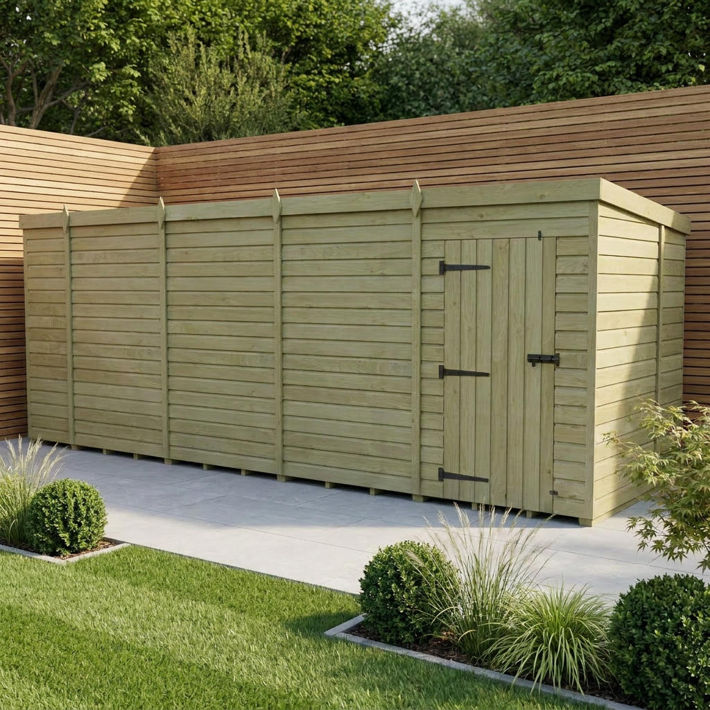19 x 6 Pent Shed (Single Door, No Windows) - Pent Shed