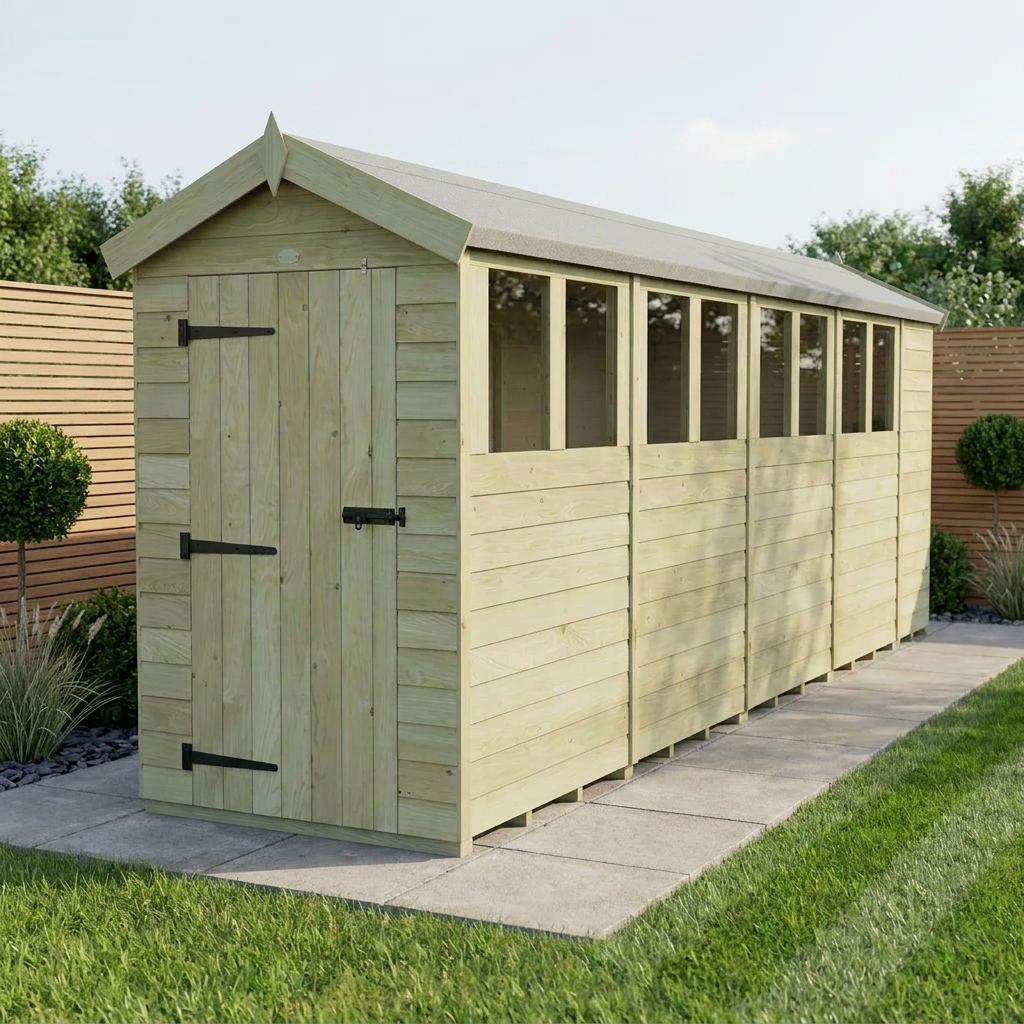 4 x 19 Apex Shed (Single Door, With Windows) - view 2