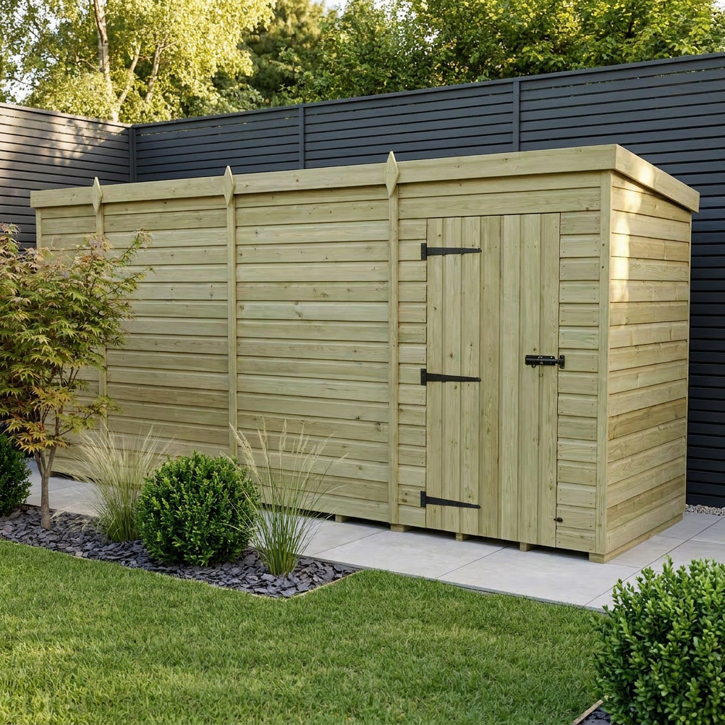 15 x 4 Pent Shed (Single Door, No Windows) - Pent Shed