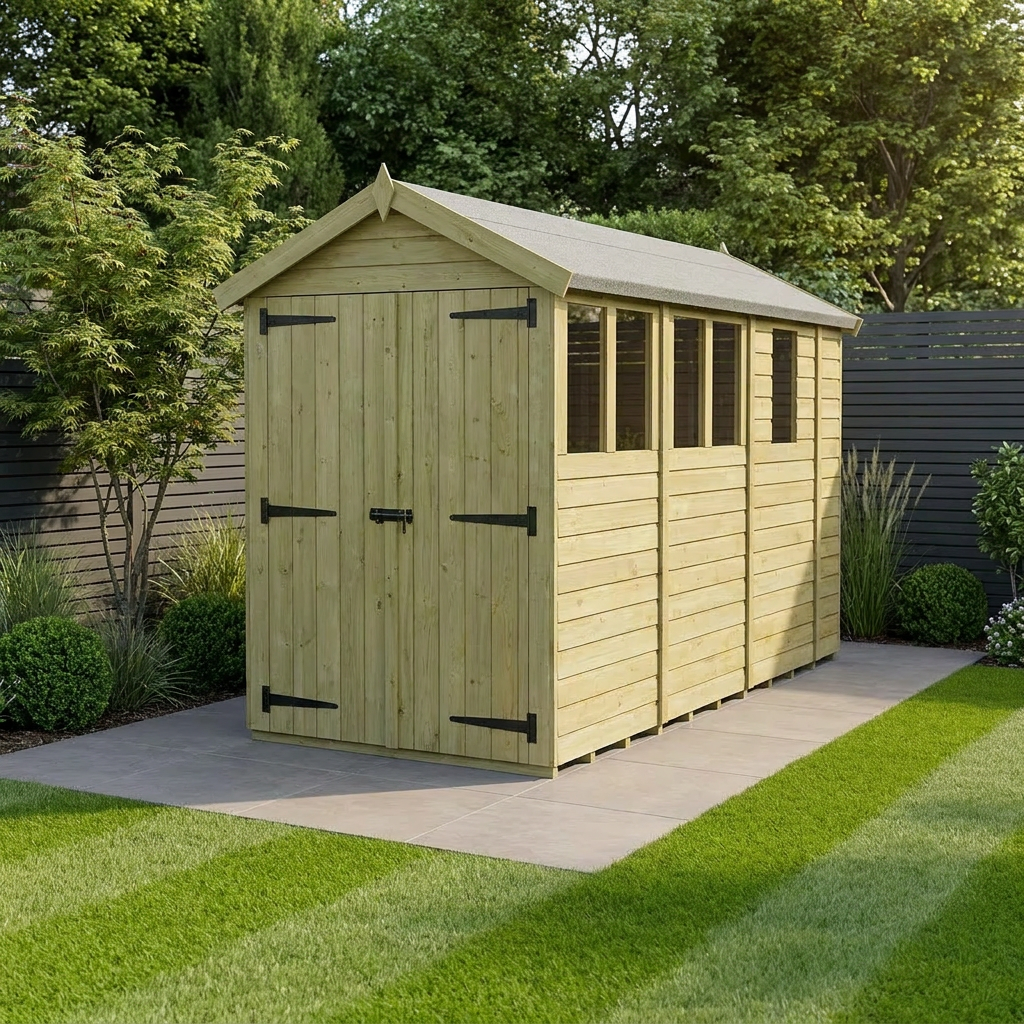 4 x 13 Apex Shed (Double Door, With Windows) - Apex Shed
