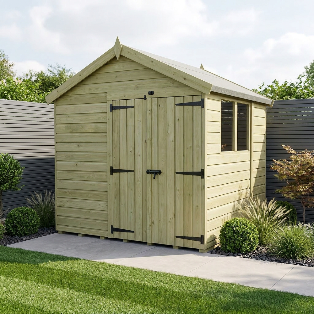 8 x 7 Apex Shed (Double Door, With Windows) - Apex Shed
