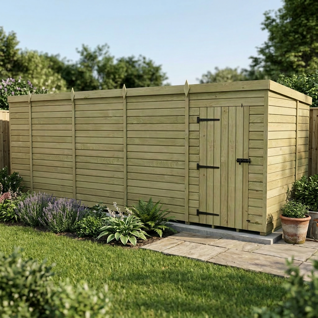 19 x 7 Pent Shed (Single Door, No Windows) - view 2