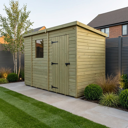 9 x 4 Pent Shed (Single Door, With Windows) - Pent Shed