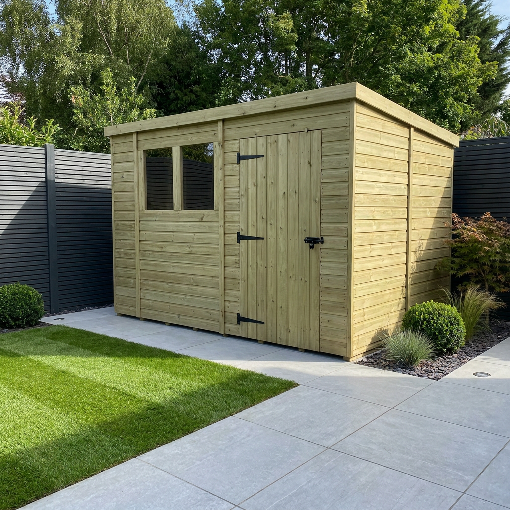 13 x 9 Pent Shed (Single Door, With Windows) - Pent Shed