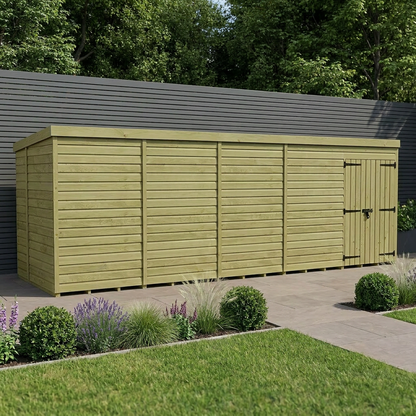 20 x 6 Pent Shed (Double Door, No Windows) - view 2