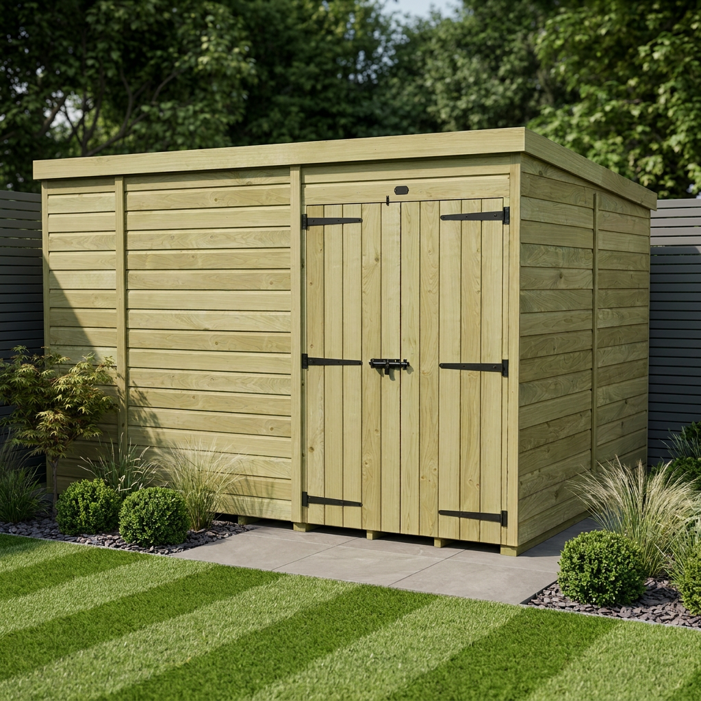 9 x 7 Pent Shed (Double Door, No Windows) - Pent Shed