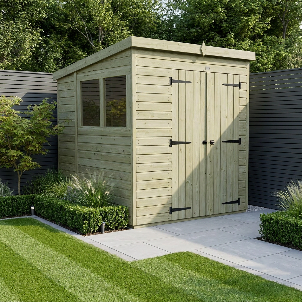 6 x 6 Pent Shed (Double Door, With Windows) - Pent Shed