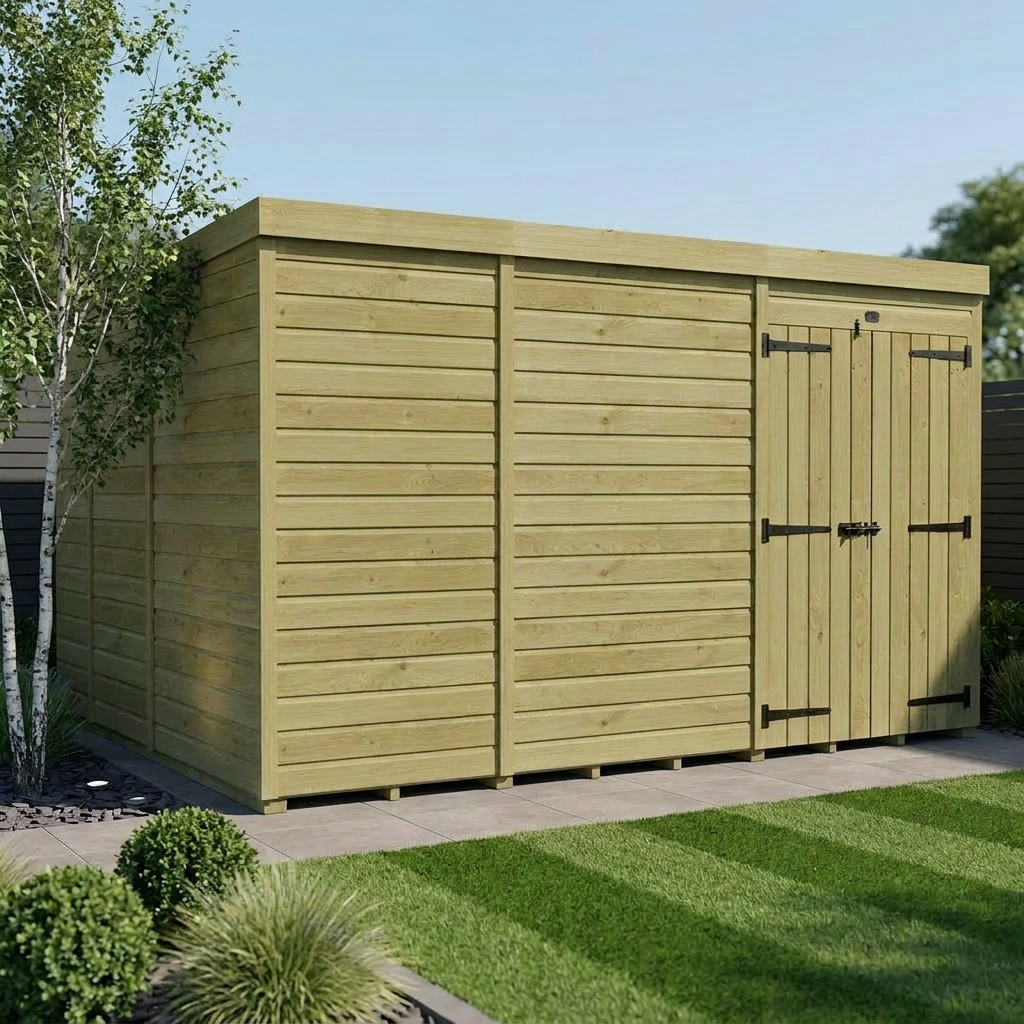 11 x 9 Pent Shed (Double Door, No Windows) - Pent Shed