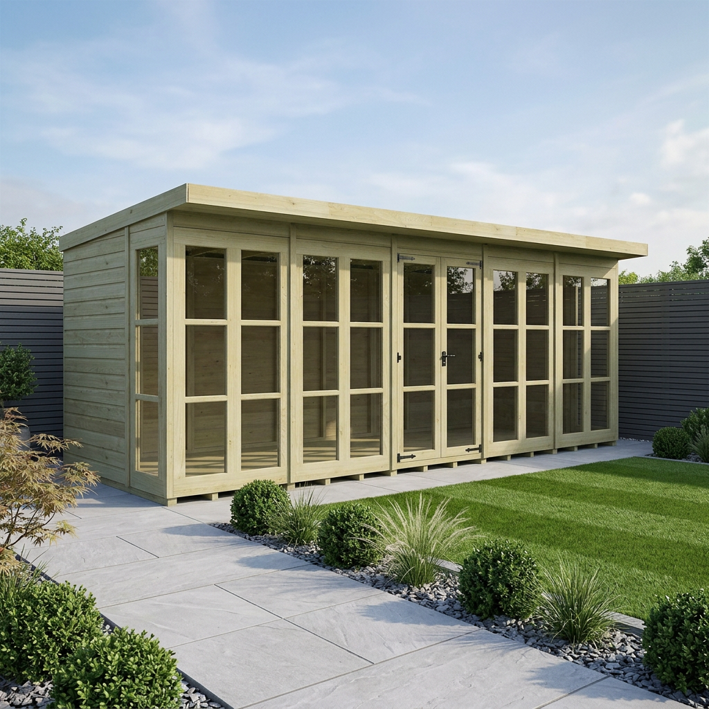 20 x 6 Georgian Window Pent Summer House - Georgian Summer House