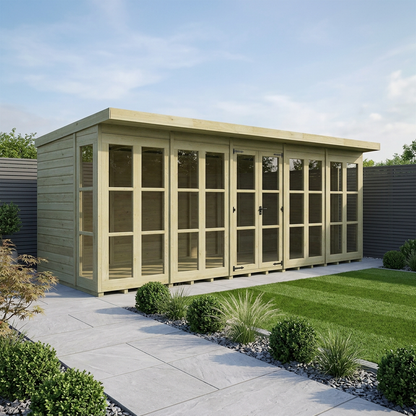 20 x 6 Georgian Window Pent Summer House - Georgian Summer House