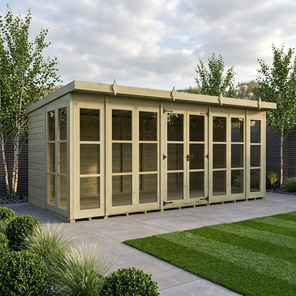 16 x 8 Georgian Window Pent Summer House - Georgian Summer House