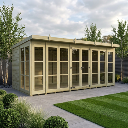 16 x 8 Georgian Window Pent Summer House - Georgian Summer House