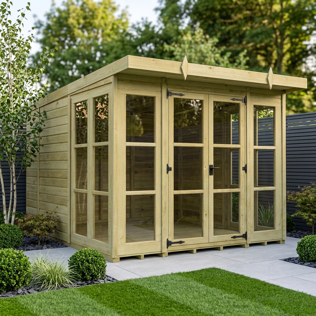 8 x 10 Georgian Window Pent Summer House - Georgian Summer House
