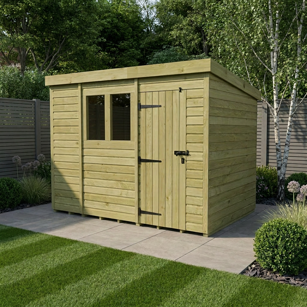 10 x 4 Pent Shed (Single Door, With Windows) - view 2