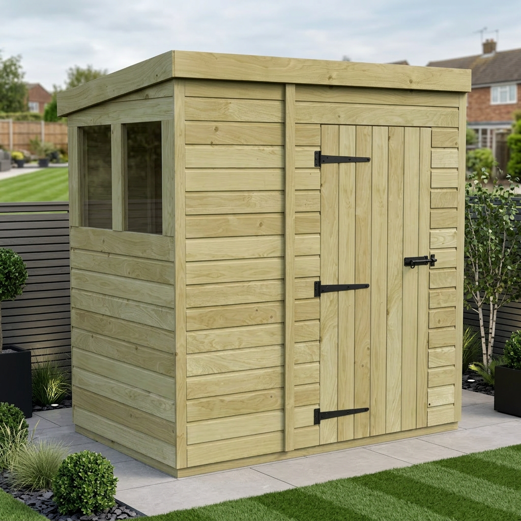 5 x 4 Pent Shed (Single Door, With Windows) - Pent Shed