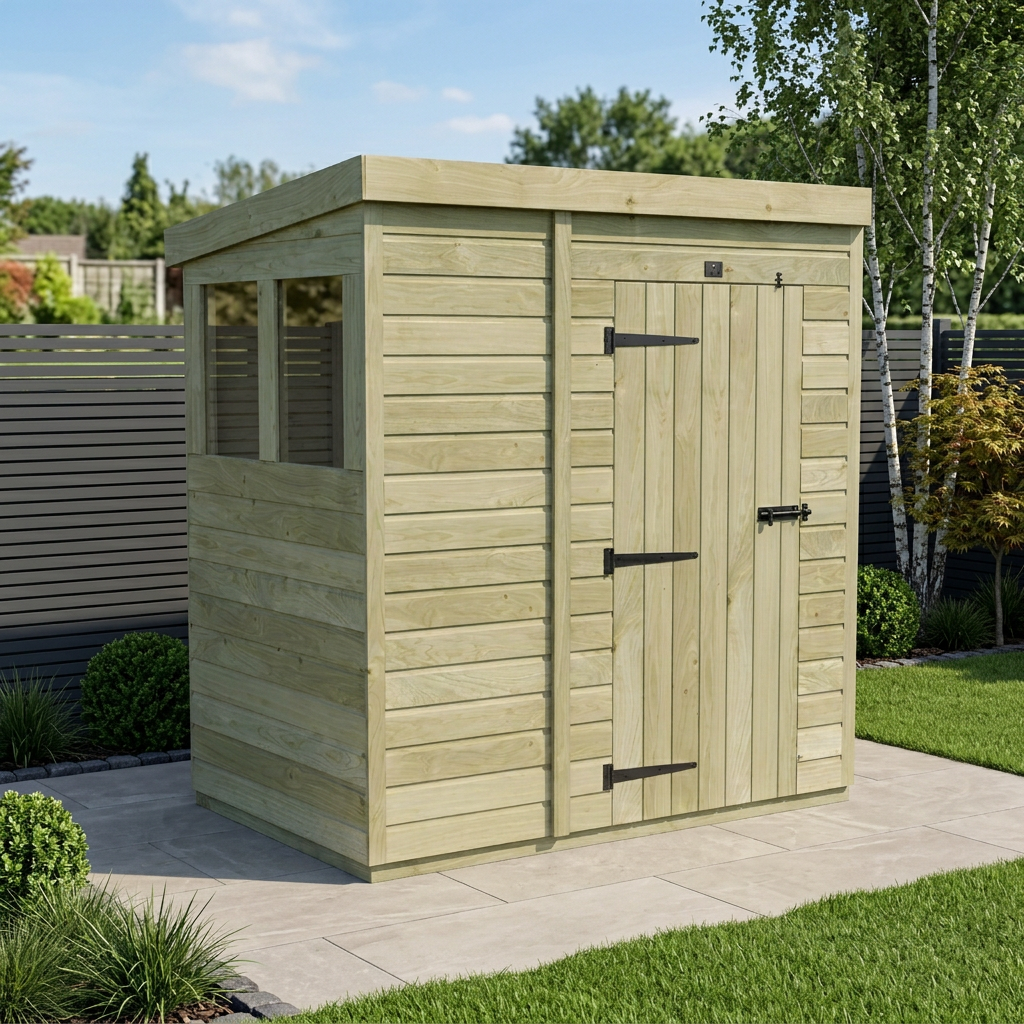 7 x 4 Pent Shed (Single Door, With Windows) - Pent Shed