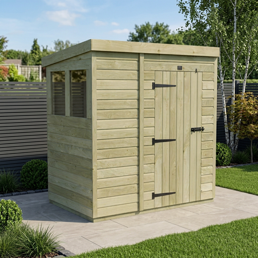 7 x 4 Pent Shed (Single Door, With Windows) - Pent Shed