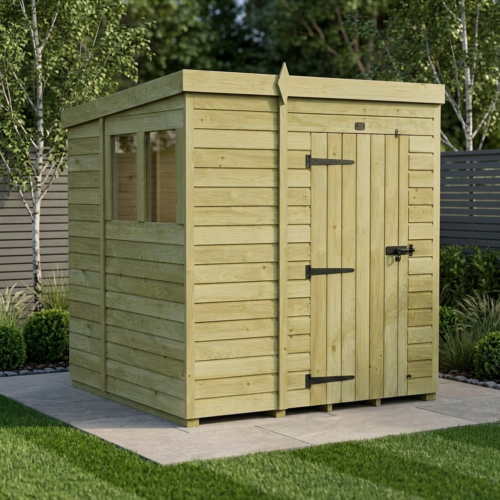 6 x 6 Pent Shed (Single Door, With Windows) - Pent Shed