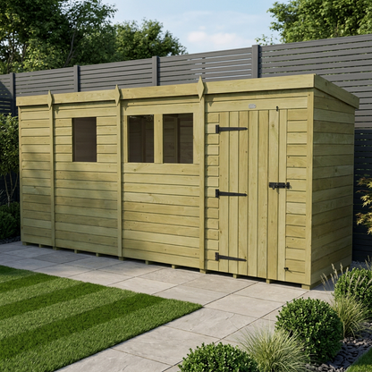 13 x 4 Pent Shed (Single Door, With Windows) - Pent Shed
