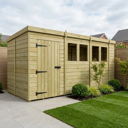 15 x 5 Pent Shed (Single Door, With Windows) - view 2