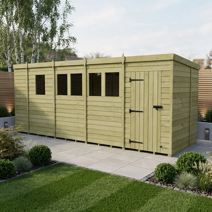 17 x 6 Pent Shed (Single Door, With Windows) - Pent Shed
