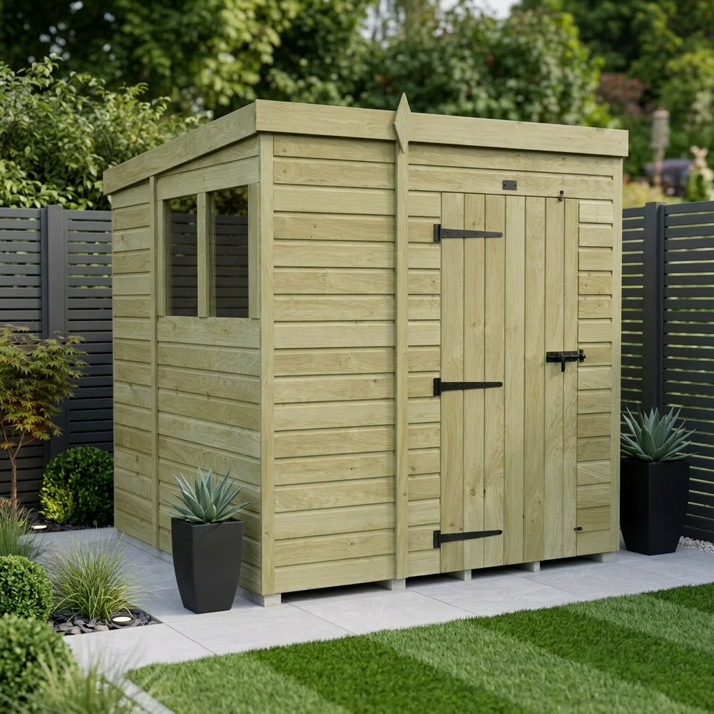 6 x 7 Pent Shed (Single Door, With Windows) - Pent Shed