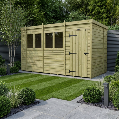 15 x 7 Pent Shed (Single Door, With Windows) - Pent Shed