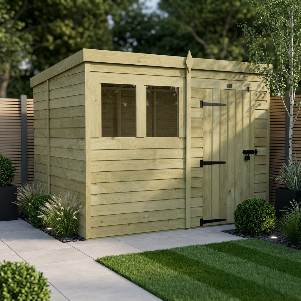 6 x 8 Pent Shed (Single Door, With Windows) - Pent Shed