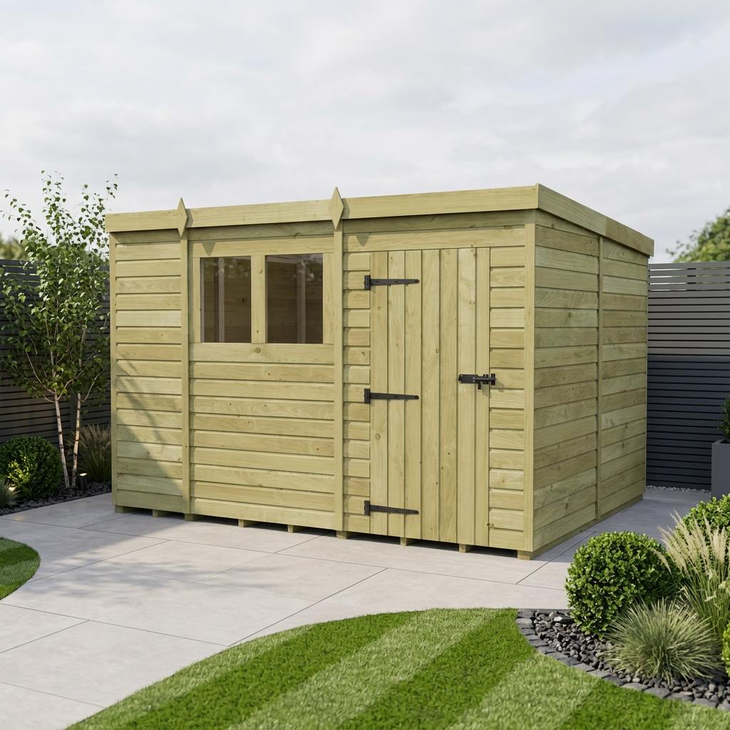 11 x 8 Pent Shed (Single Door, With Windows) - view 2