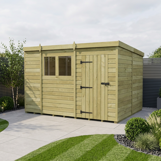 11 x 8 Pent Shed (Single Door, With Windows) - view 2