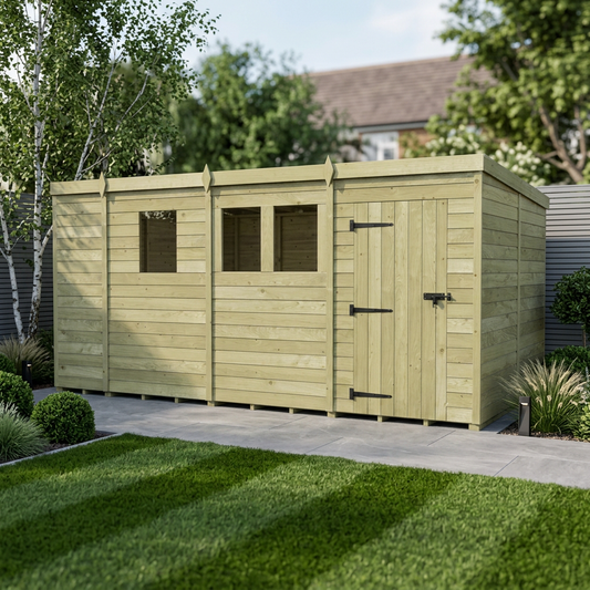 13 x 8 Pent Shed (Single Door, With Windows) - Pent Shed