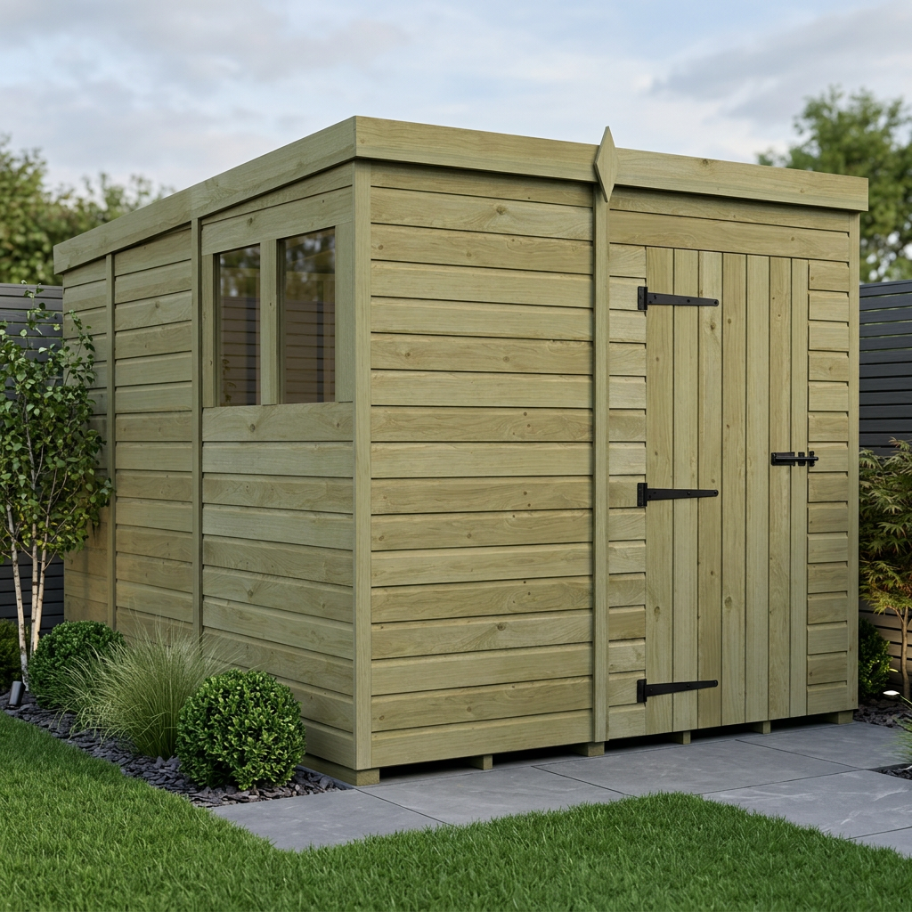 7 x 9 Pent Shed (Single Door, With Windows) - Pent Shed