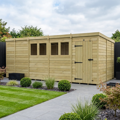 17 x 9 Pent Shed (Single Door, With Windows) - view 2