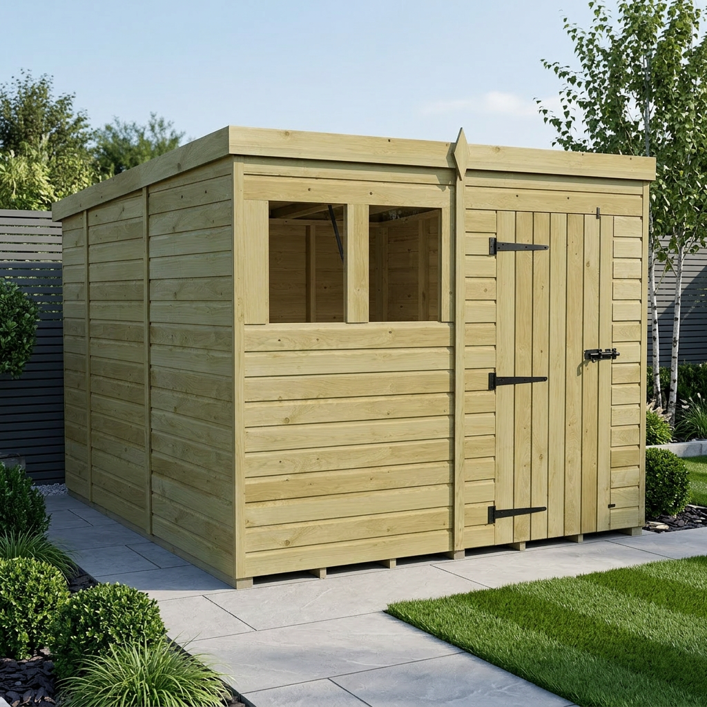 8 x 10 Pent Shed (Single Door, With Windows) - Pent Shed