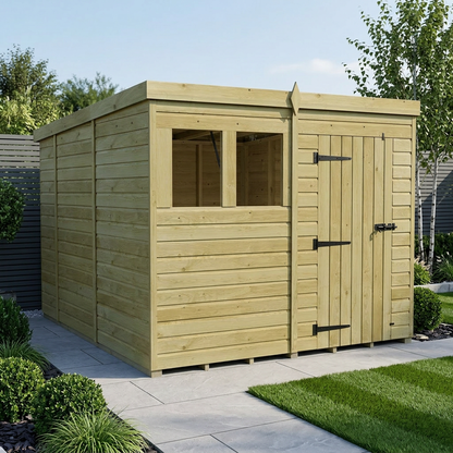 8 x 10 Pent Shed (Single Door, With Windows) - Pent Shed