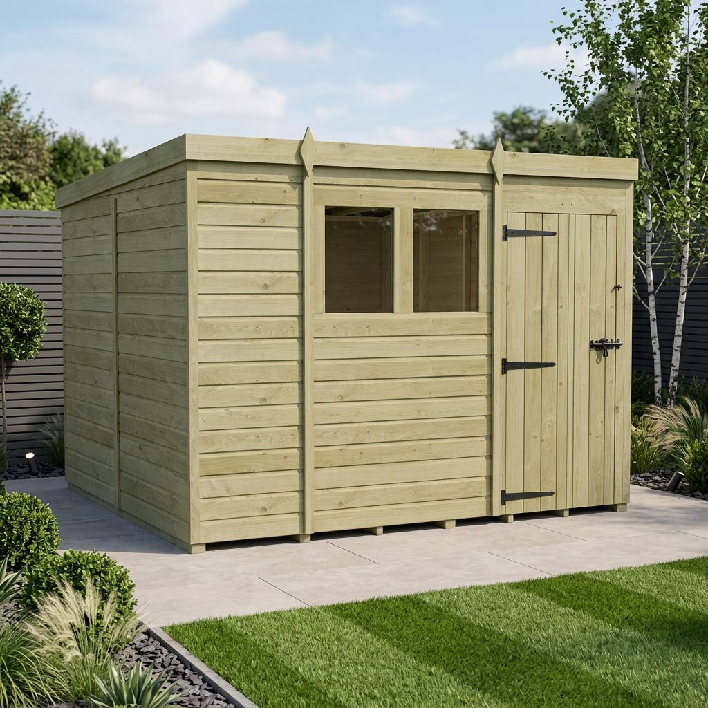 9 x 10 Pent Shed (Single Door, With Windows) - Pent Shed