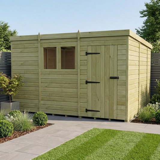 11 x 10 Pent Shed (Single Door, With Windows) - view 2