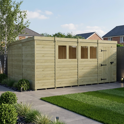 15 x 10 Pent Shed (Single Door, With Windows) - Pent Shed